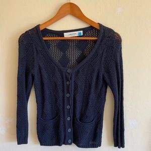 Anthropologie Knit Cardigan Navy